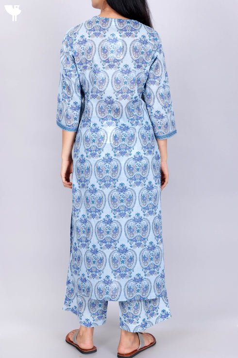 Mulmul Cotton Kurta In Floral Print